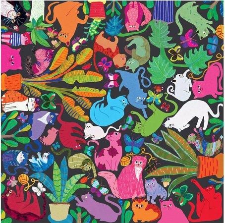 EEBOO Čtvercové puzzle Kočky v práci 1000 dílků - obrázek 1