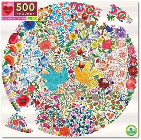 EEBOO Kulaté puzzle Modrý a žlutý ptáček 500 dílků - obrázek 1