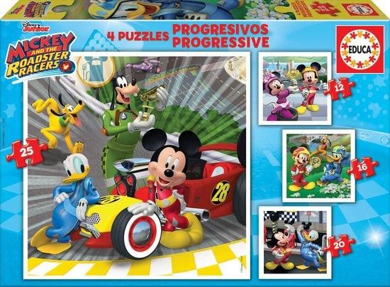 EDUCA Puzzle Mickey a závodníci 4v1 (12,16,20,25 dílků) - obrázek 1