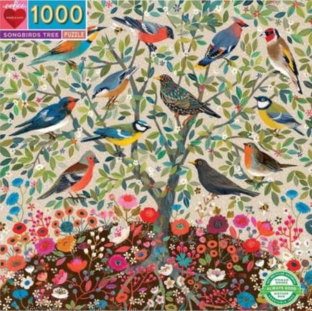 EEBOO Čtvercové puzzle Strom zpěvných ptáků 1000 dílků - obrázek 1