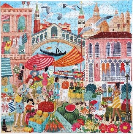 EEBOO Čtvercové puzzle Tržnice v Benátkách 1000 dílků - obrázek 1