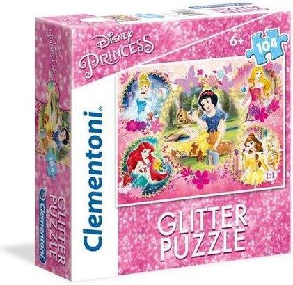 CLEMENTONI Třpytivé puzzle Disney princezny 104 dílků - obrázek 1