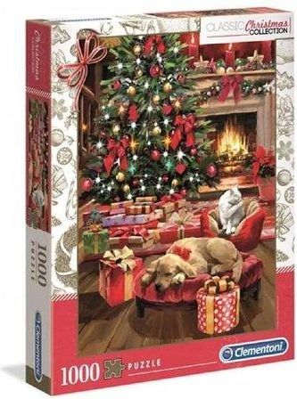 CLEMENTONI Puzzle Vánoční kolekce: Vánoce u krbu 1000 dílků - obrázek 1