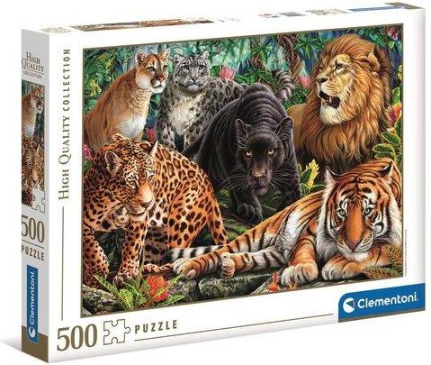 CLEMENTONI Puzzle Divoké kočky 500 dílků - obrázek 1