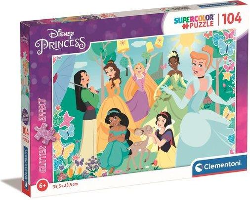 CLEMENTONI Třpytivé puzzle Disney princezny v zahradě 104 dílků - obrázek 1