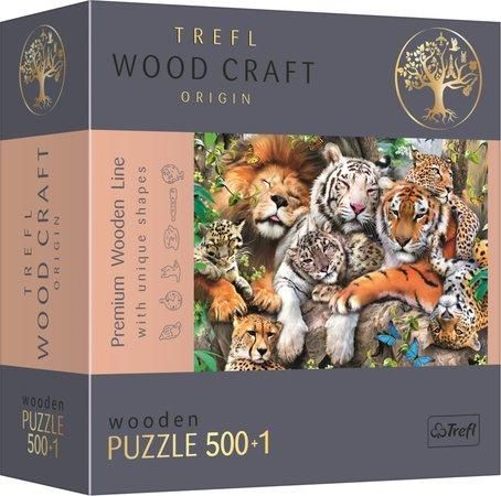 TREFL Wood Craft Origin puzzle Divoké kočky v džungli 501 dílků - obrázek 1