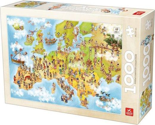 DEICO Puzzle Kreslená mapa Evropy 1000 dílků - obrázek 1