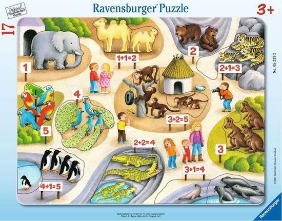RAVENSBURGER Puzzle První počty do 5 v ZOO 17 dílků - obrázek 1
