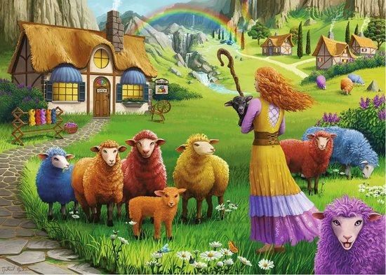 RAVENSBURGER Puzzle Obchod s vlnou Šťastná ovečka 1000 dílků - obrázek 1