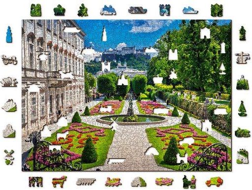 WOODEN CITY Dřevěné puzzle Palác Mirabell a Salzburský hrad 2v1, 1010 dílků EKO - obrázek 1