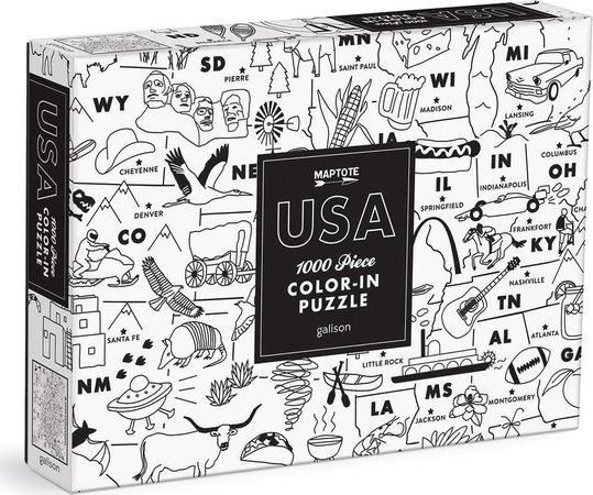 GALISON Vybarvovací puzzle Maptote: USA 1000 dílků - obrázek 1