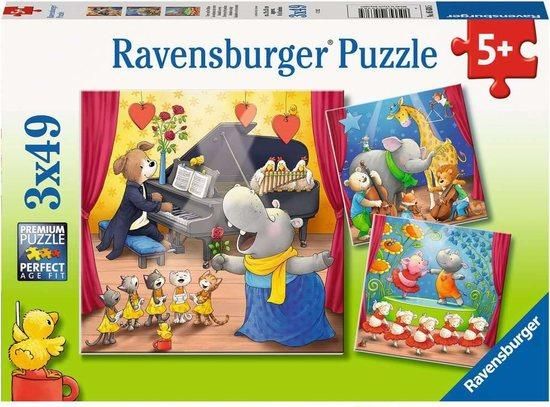 RAVENSBURGER Puzzle Zvířátka na pódiu 3x49 dílků - obrázek 1