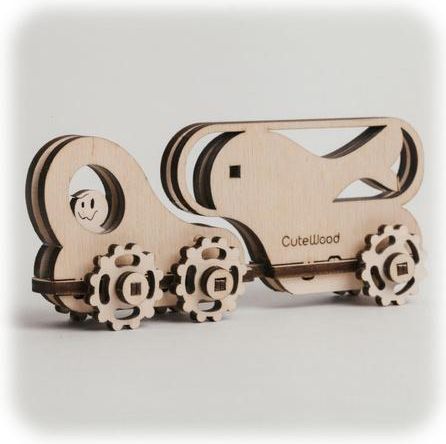 CuteWood Dřevěné 3D puzzle Rybí vůz - obrázek 1