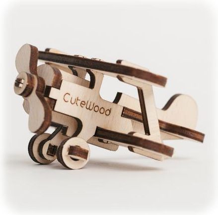 CuteWood Dřevěné 3D puzzle Letadlo - obrázek 1