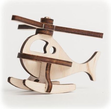 CuteWood Dřevěné 3D puzzle Vrtulník - obrázek 1