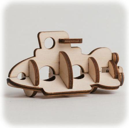 CuteWood Dřevěné 3D puzzle Ponorka - obrázek 1