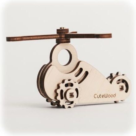 CuteWood Dřevěné 3D puzzle Vrtulník 2 - obrázek 1