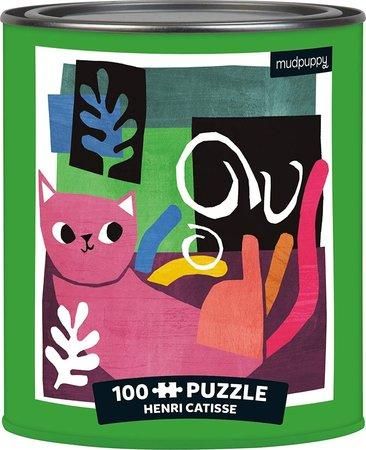 MUDPUPPY Puzzle v plechovce Artsy Cats: Henri Catisse 100 dílků - obrázek 1