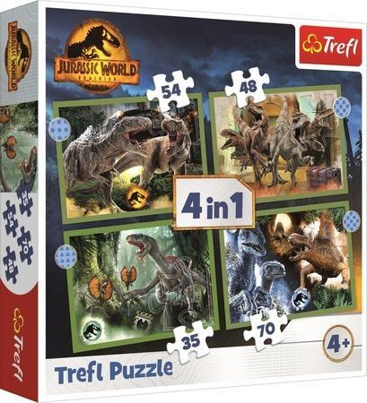 TREFL Puzzle Jurský svět: Nadvláda 4v1 (35,48,54,70 dílků) - obrázek 1