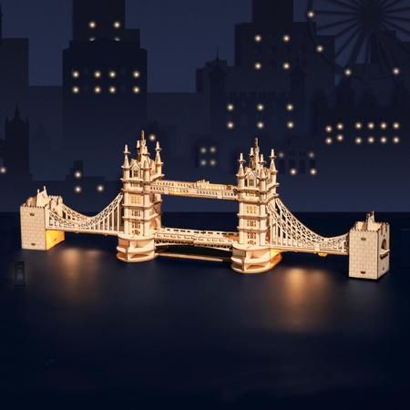 RoboTime dřevěné 3D puzzle most Tower Bridge svítící - obrázek 1