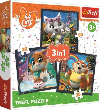 TREFL Puzzle 44 koček: Seznamte se s kočkami 3v1 (20,36,50 dílků) - obrázek 1