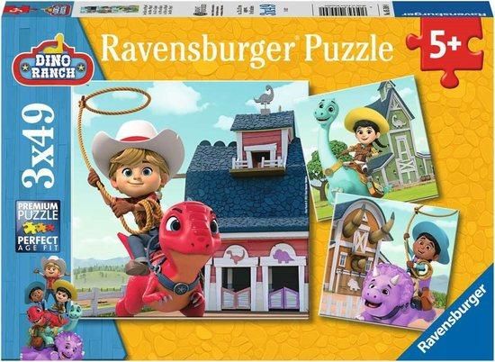 RAVENSBURGER Puzzle Dino Ranch 3x49 dílků - obrázek 1