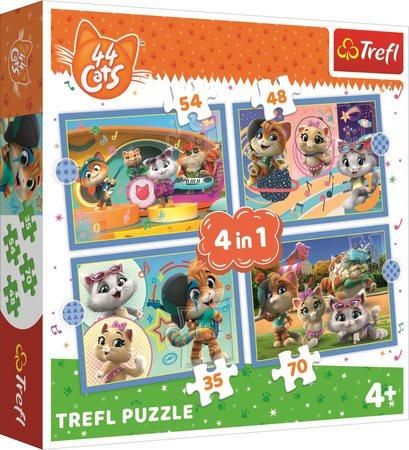 TREFL Puzzle 44 koček: Kočičí tým 4v1 (35,48,54,70 dílků) - obrázek 1