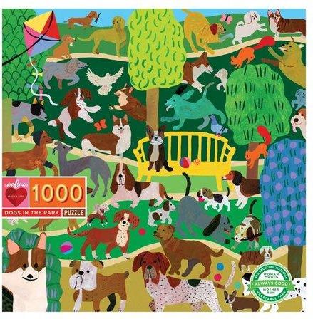 EEBOO Čtvercové puzzle Psi v parku 1000 dílků - obrázek 1