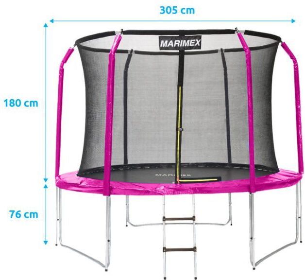 Marimex Trampolína 305 cm růžová + ochranná síť + schůdky - obrázek 5