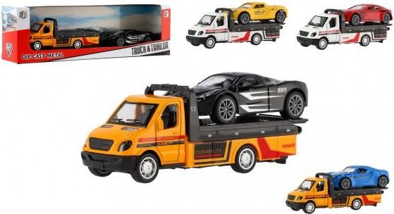 Auto odtahovka + auto 11 cm, na zpětné natažení, kov/plast - obrázek 1