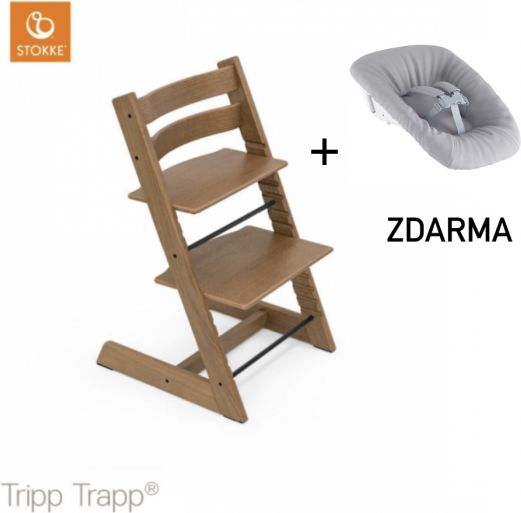 Stokke Židlička Tripp Trapp® dub - Brown "Oak Brown" + novorozenecký set ZDARMA - obrázek 1
