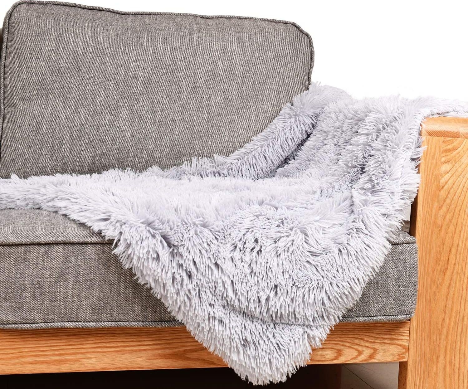 Dudlu Světle šedá hebká fluffy deka 120x95 cm - obrázek 2