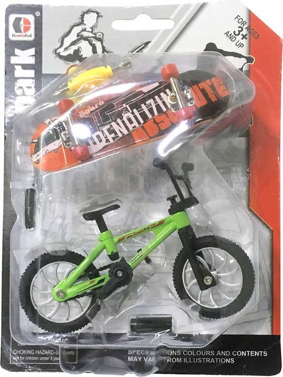 Dudlu Kolo trikové prstové šroubovací freestyle bike se skateboardem a doplňky kov - obrázek 2