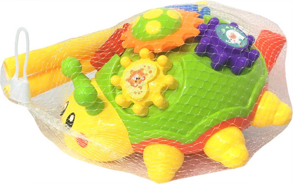 Dudlu Brouček baby barevný tahací s ozubenými kolečky s ručkou v síťce - obrázek 1