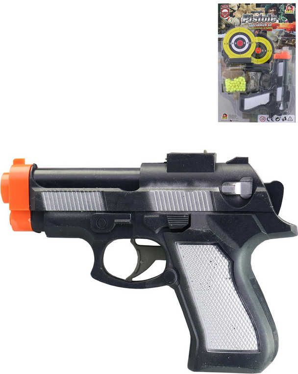 Dudlu Pistole dětská kuličkovka 15cm set se 2 terči a náboji plast na kartě - obrázek 1