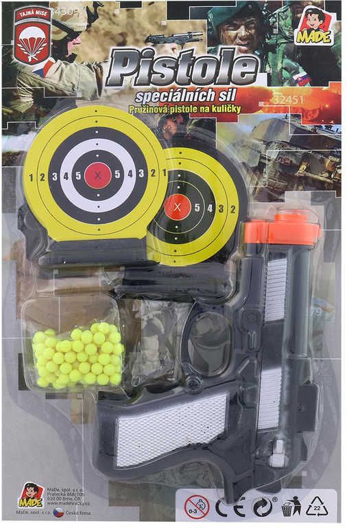 Dudlu Pistole dětská kuličkovka 15cm set se 2 terči a náboji plast na kartě - obrázek 2