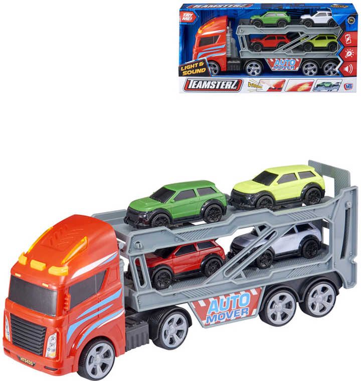 Teamsterz auto tahač set přepravník se 4 autíčky na baterie Světlo Zvuk plast - obrázek 1