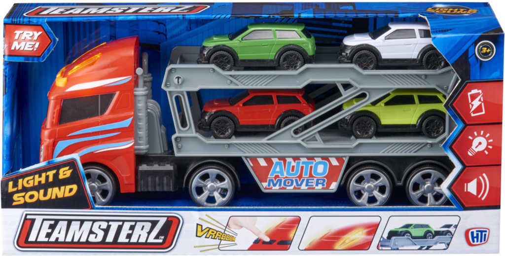 Teamsterz auto tahač set přepravník se 4 autíčky na baterie Světlo Zvuk plast - obrázek 2