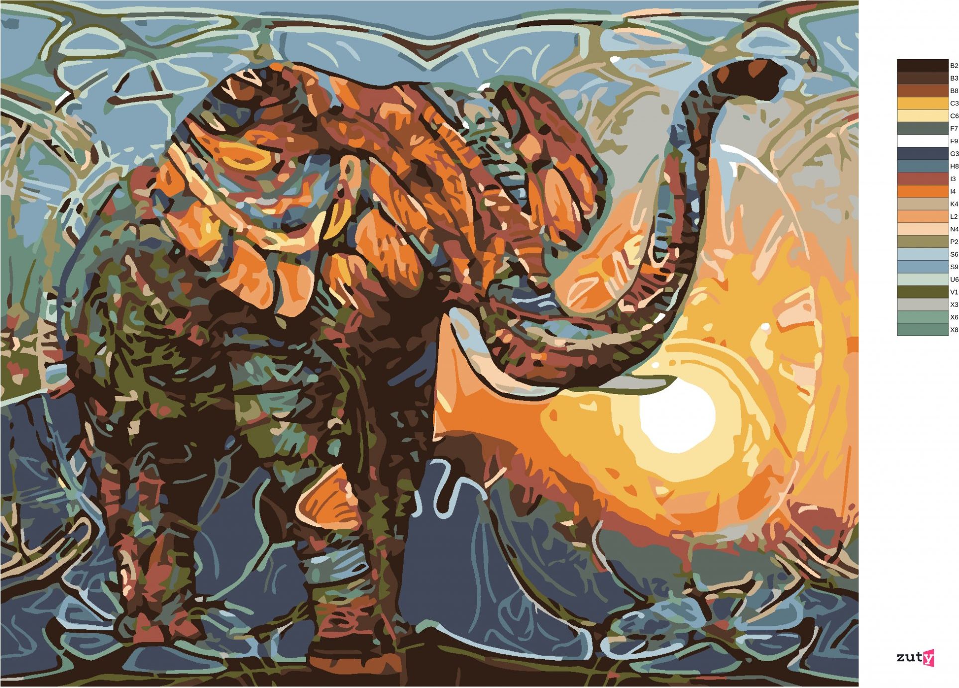zuty Malování podle čísel - SLON I - Rozměr: 40x50 cm, Rámování: Varianta: bez rámu a bez vypnutí plátna - obrázek 5
