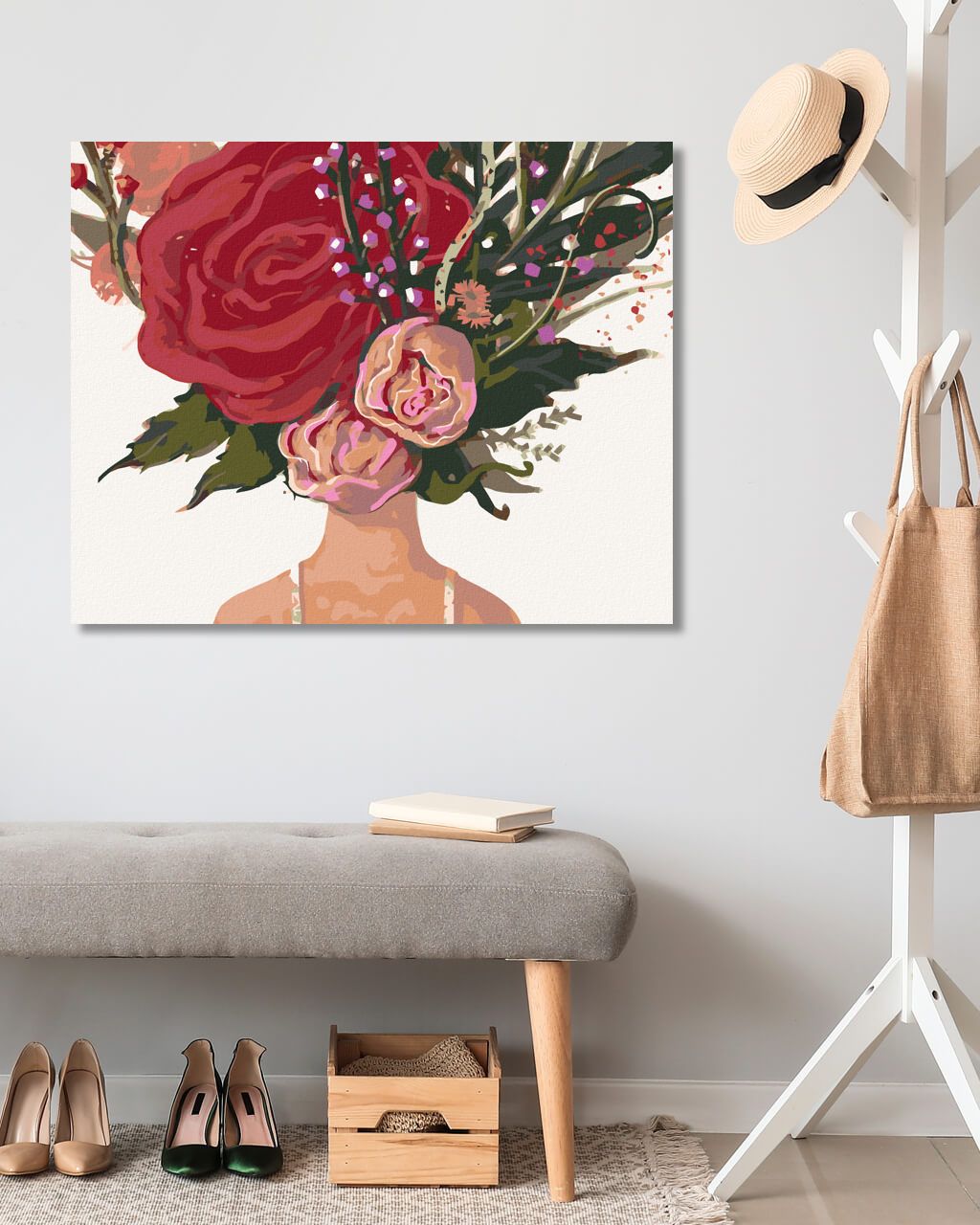 zuty Malování podle čísel - KVĚTINOVÁ ŽENA A RŮŽE - Rozměr: 40x50 cm, Rámování: Varianta: bez rámu a bez vypnutí plátna - obrázek 9