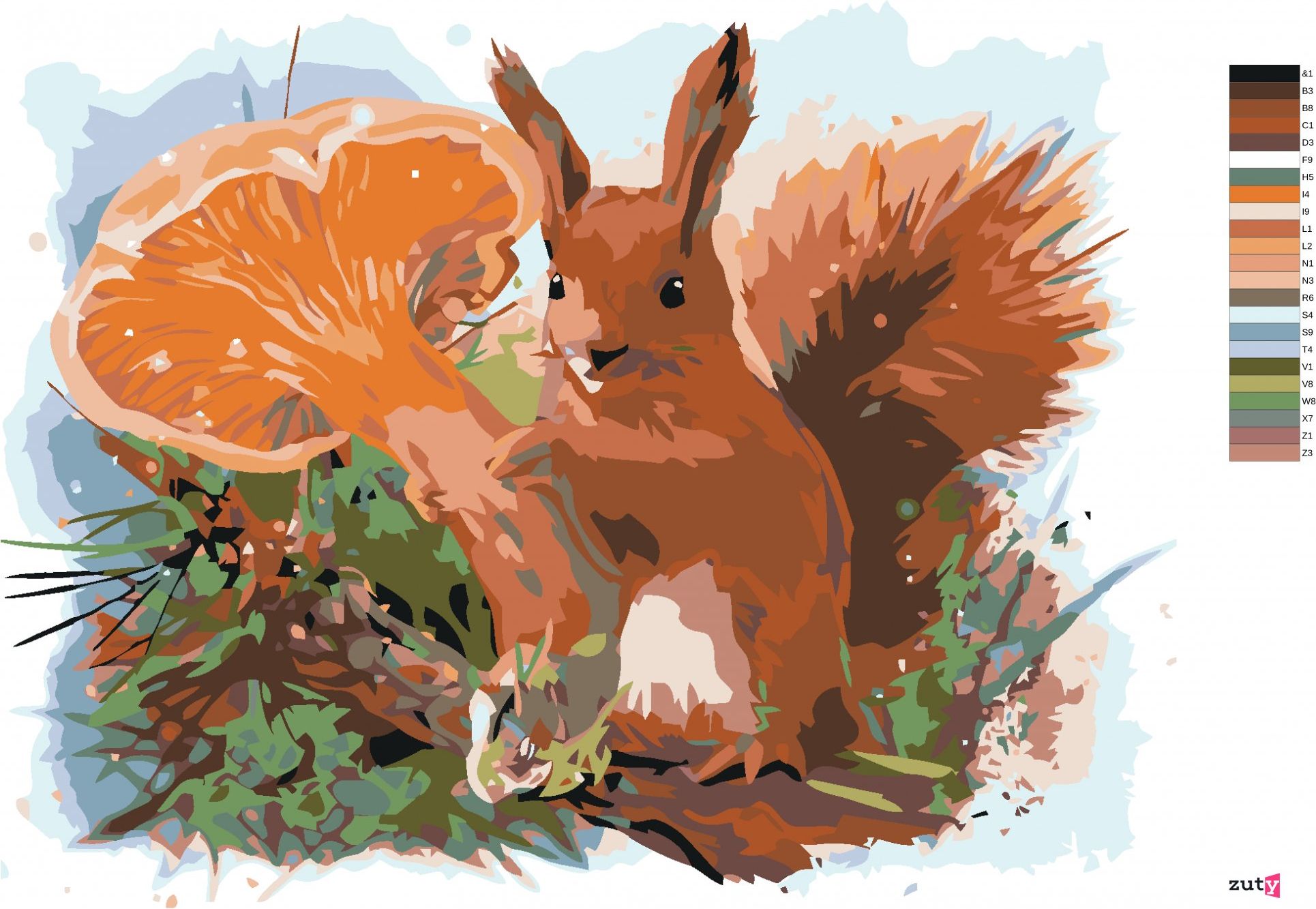 zuty Malování podle čísel - VEVERKA - Rozměr: 40x50 cm, Rámování: Varianta: bez rámu a bez vypnutí plátna - obrázek 4