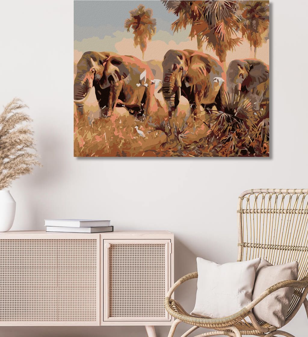 zuty Malování podle čísel - SLONI V SAVANĚ - Rozměr: 40x50 cm, Rámování: Varianta: bez rámu a bez vypnutí plátna - obrázek 5