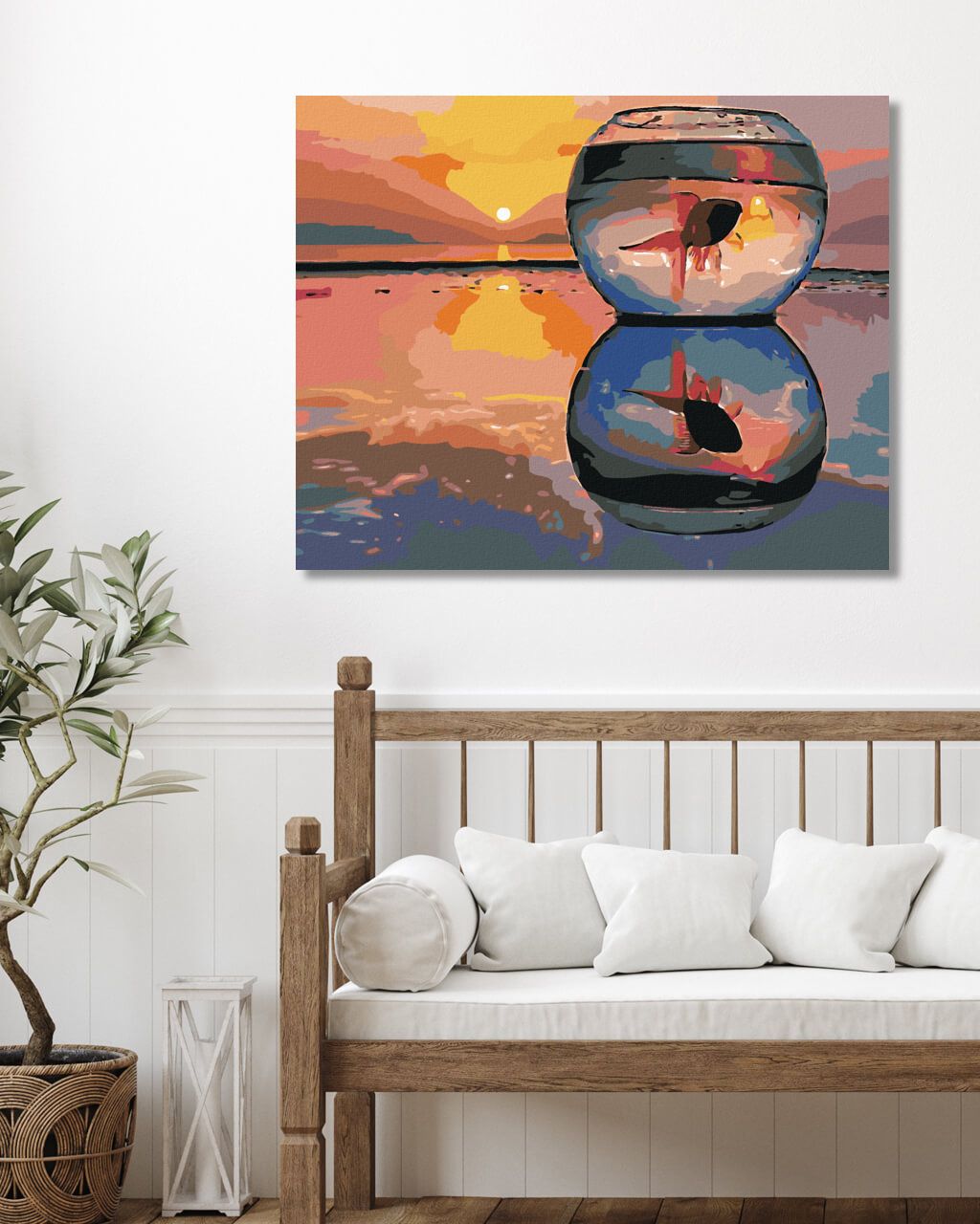 zuty Malování podle čísel - RYBKA VE SKLENICI VODY - Rozměr: 40x50 cm, Rámování: Varianta: vypnuté plátno na rám - obrázek 6