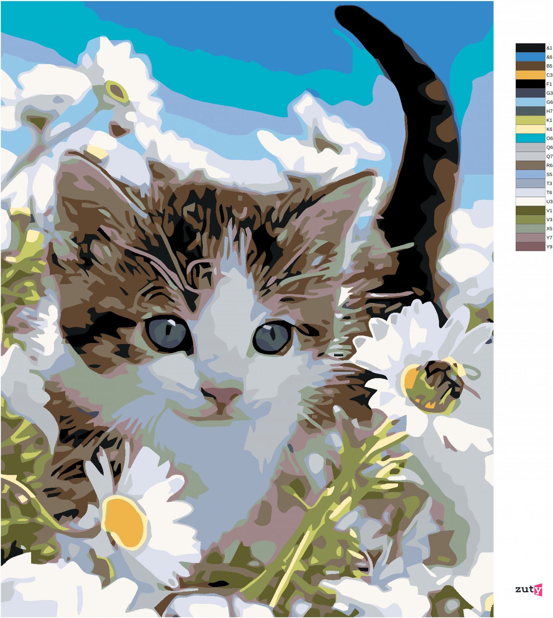 zuty Malování podle čísel - KOTĚ V KOPRETINÁCH - Rozměr: 40x50 cm, Rámování: Varianta: bez rámu a bez vypnutí plátna - obrázek 10