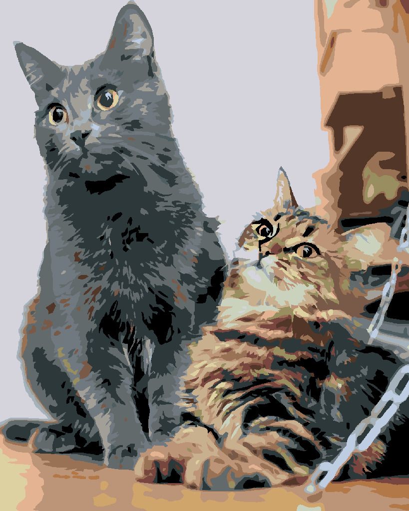 zuty Malování podle čísel - ČEKAJÍCÍ KOČKY - Rozměr: 40x50 cm, Rámování: Varianta: bez rámu a bez vypnutí plátna - obrázek 2