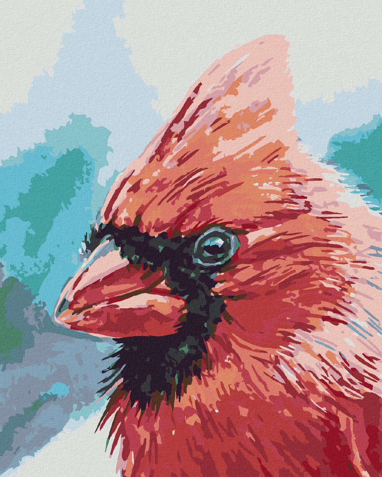zuty Malování podle čísel - PTÁK KARDINÁL - Rozměr: 40x50 cm, Rámování: Varianta: bez rámu a bez vypnutí plátna - obrázek 1