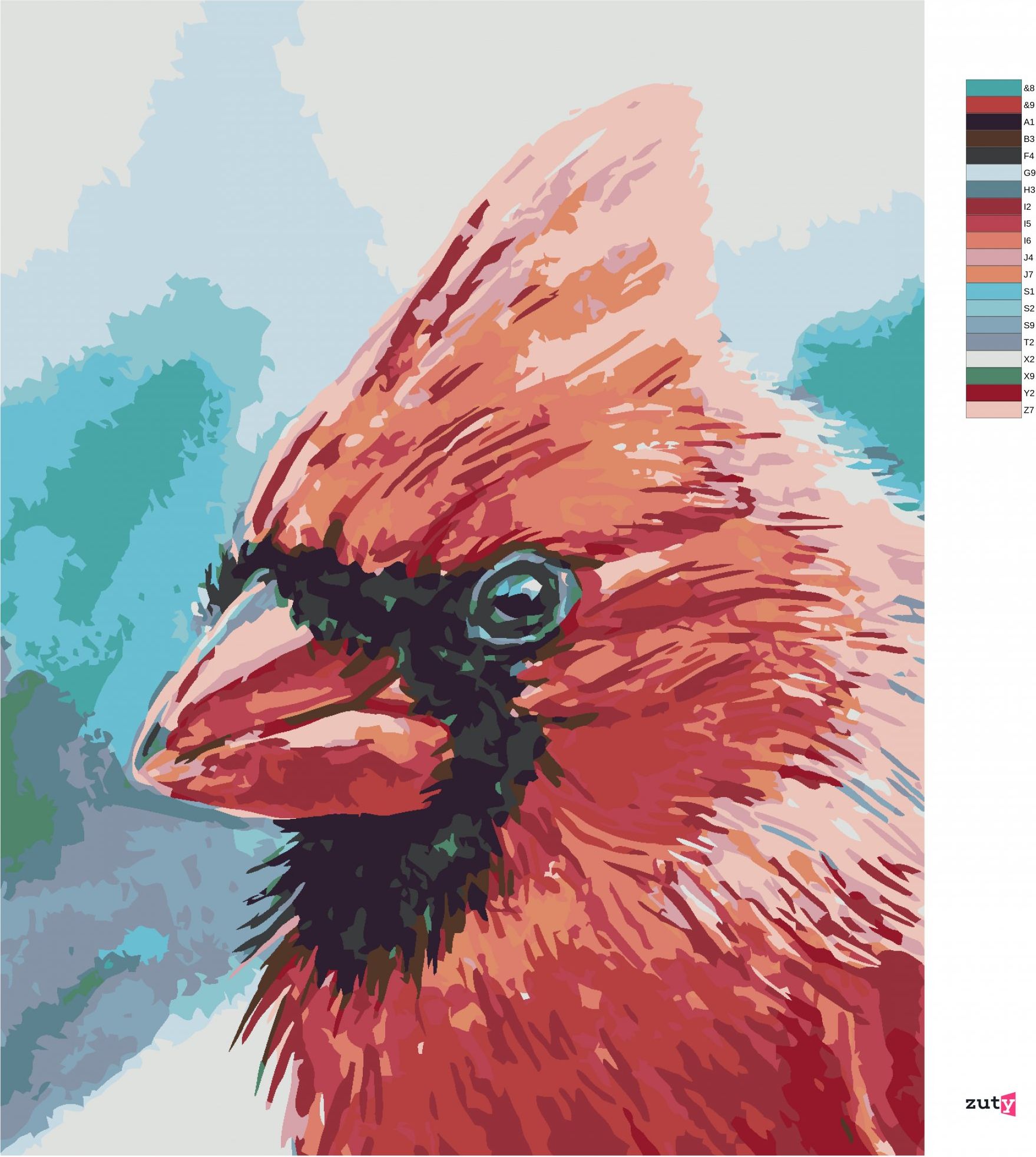 zuty Malování podle čísel - PTÁK KARDINÁL - Rozměr: 40x50 cm, Rámování: Varianta: vypnuté plátno na rám - obrázek 7