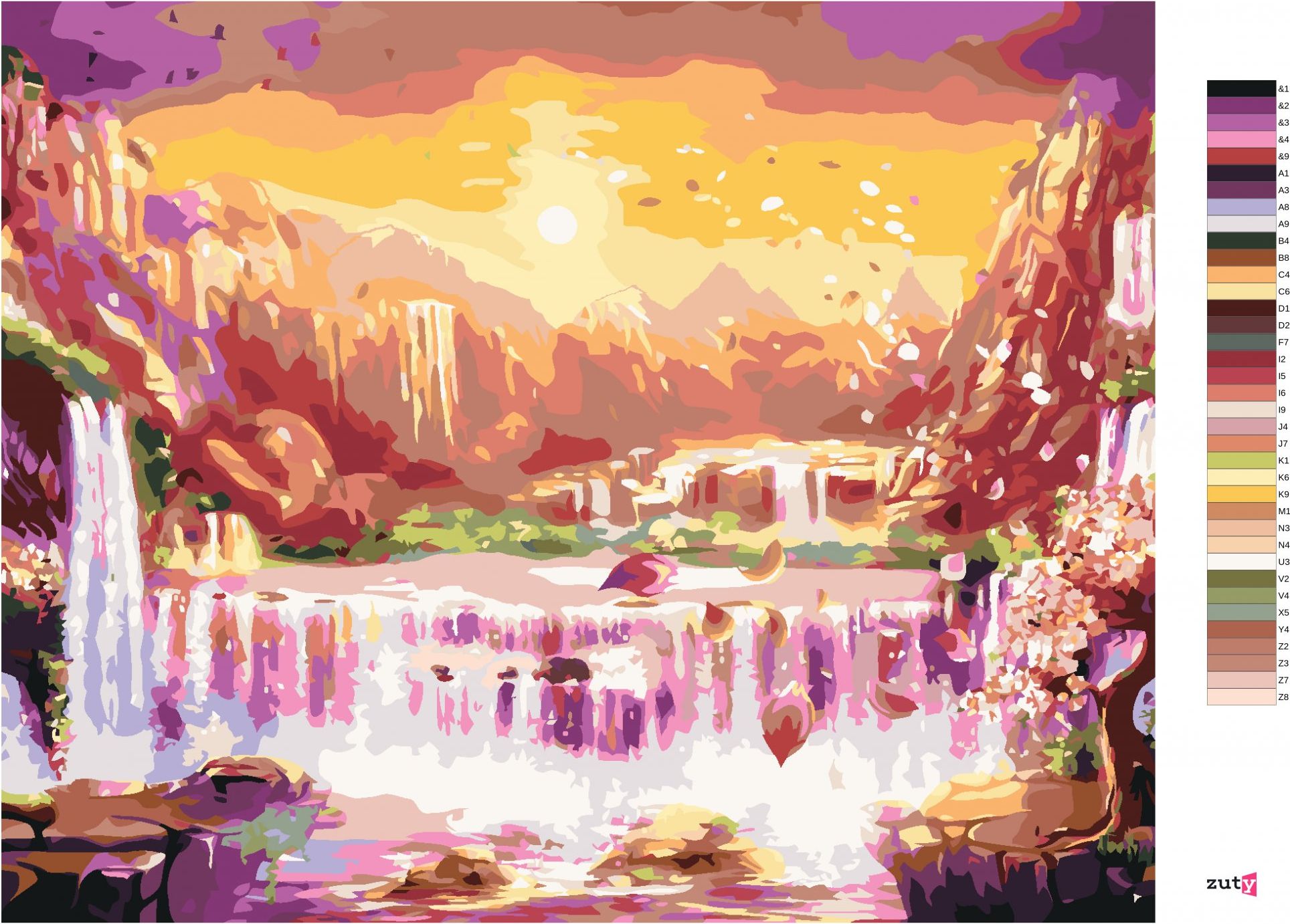 zuty Malování podle čísel - JAPONSKO VODOPÁDY - Rozměr: 40x50 cm, Rámování: Varianta: bez rámu a bez vypnutí plátna - obrázek 5