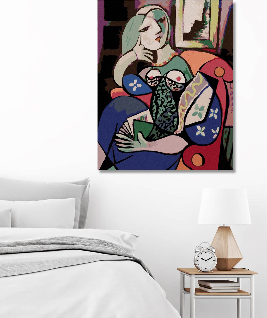 zuty Malování podle čísel - ŽENA S KNIHOU V OBÝVACÍM POKOJI - Rozměr: 40x50 cm, Rámování: Varianta: bez rámu a bez vypnutí plátna - obrázek 2