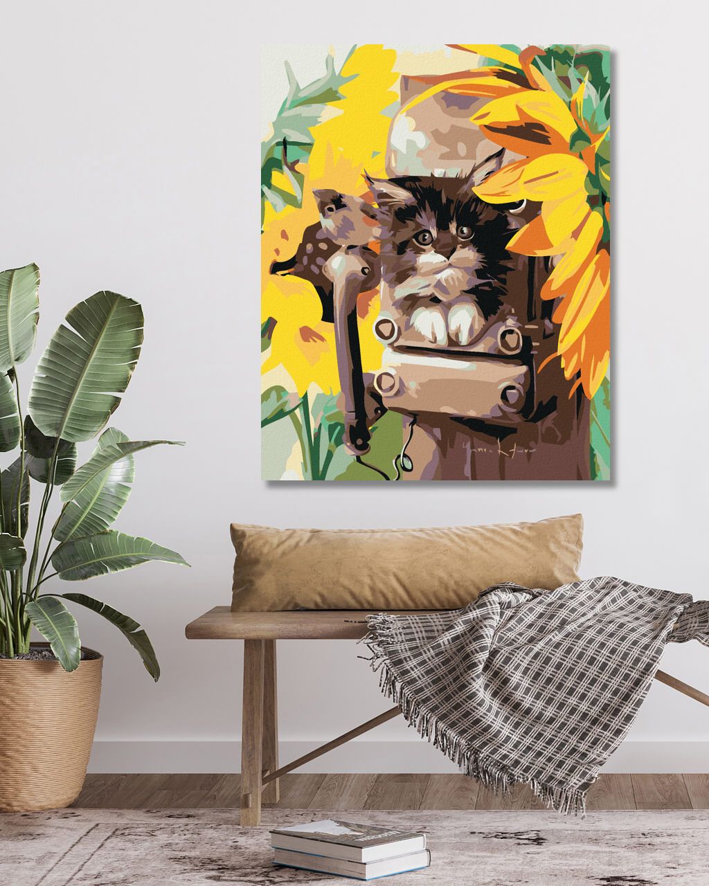 zuty Malování podle čísel - KOTĚ V BUDCE A SLUNEČNICE - Rozměr: 40x50 cm, Rámování: Varianta: vypnuté plátno na rám - obrázek 9